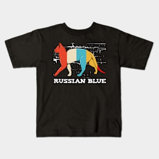 Russian Blue - Retro Style Cat Vintage Kitty Kids T-Shirt